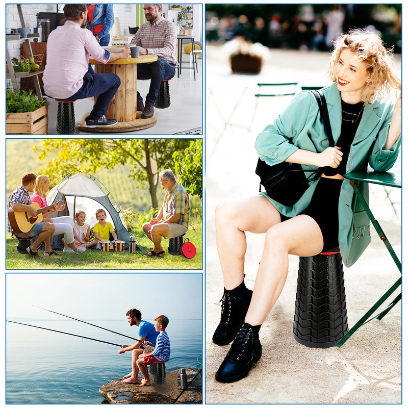 Tabouret télescopique portable, max 250KG,Tabouret Pliant Portable pour Les Voyages, Camping 45x26CM Rouge - 7