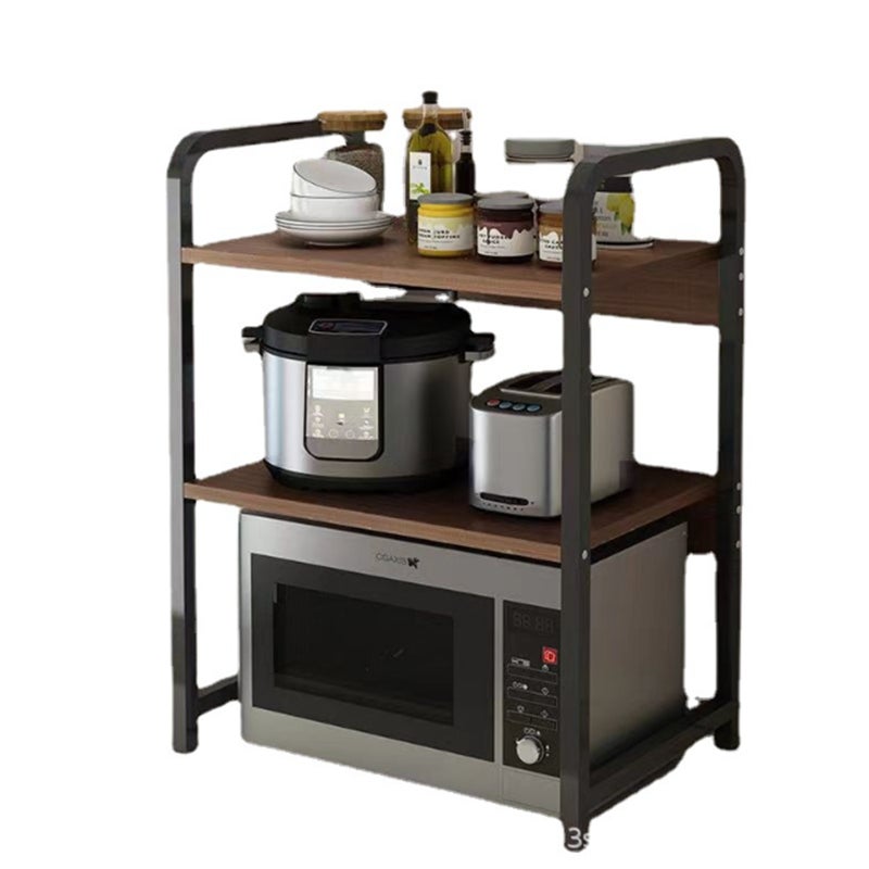 Estante de cocina de 3 niveles - Madera de sauce negro y estructura de metal - Soporte multifunción para microondas - 51 x 34 x 68 cm - 5