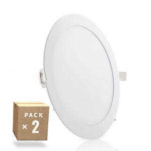 Plaque LED Ronde 12W 1200 Lm 2700K - IP25, 40 000 H, Pour Plafond, Bureaux, Magasins