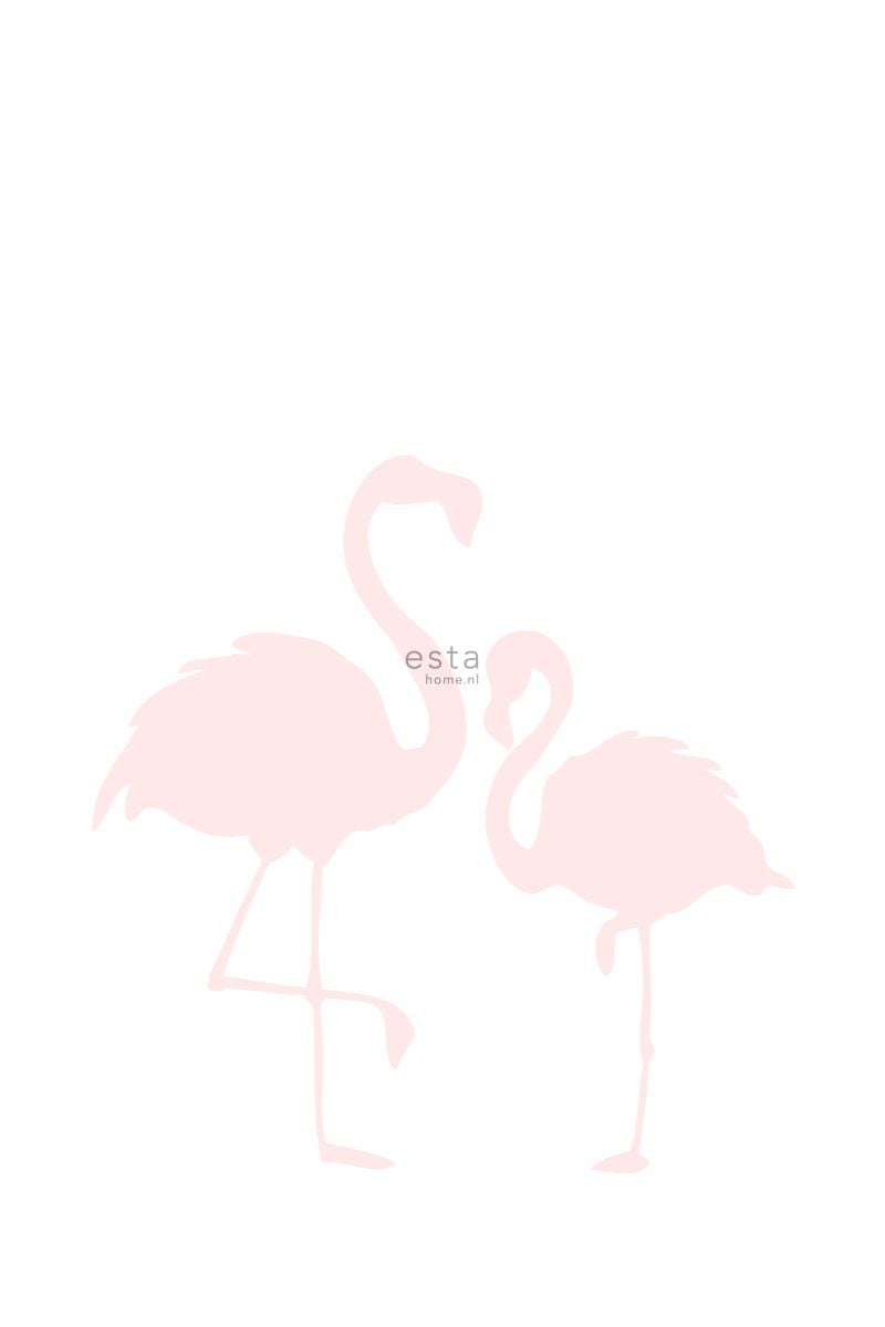 Fototapeta flamingi matka i dziecko jasnego różuIbiałym - 186 x 279 cm - ESTAHOME