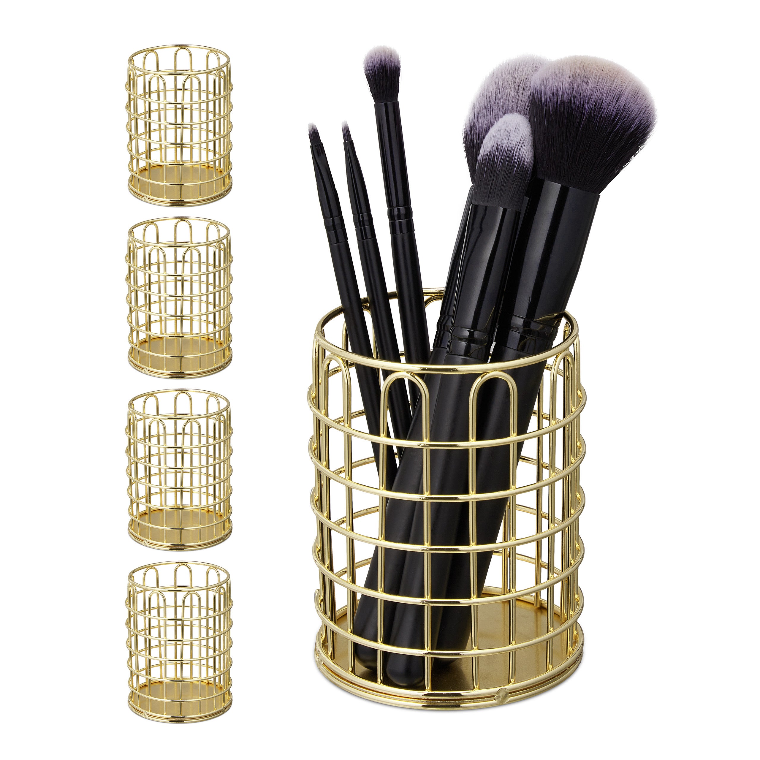 Organiseur De Maquillage Transparent - Avec Tiroirs Et Porte-brosses - 28.4x17x11.9cm - Rose