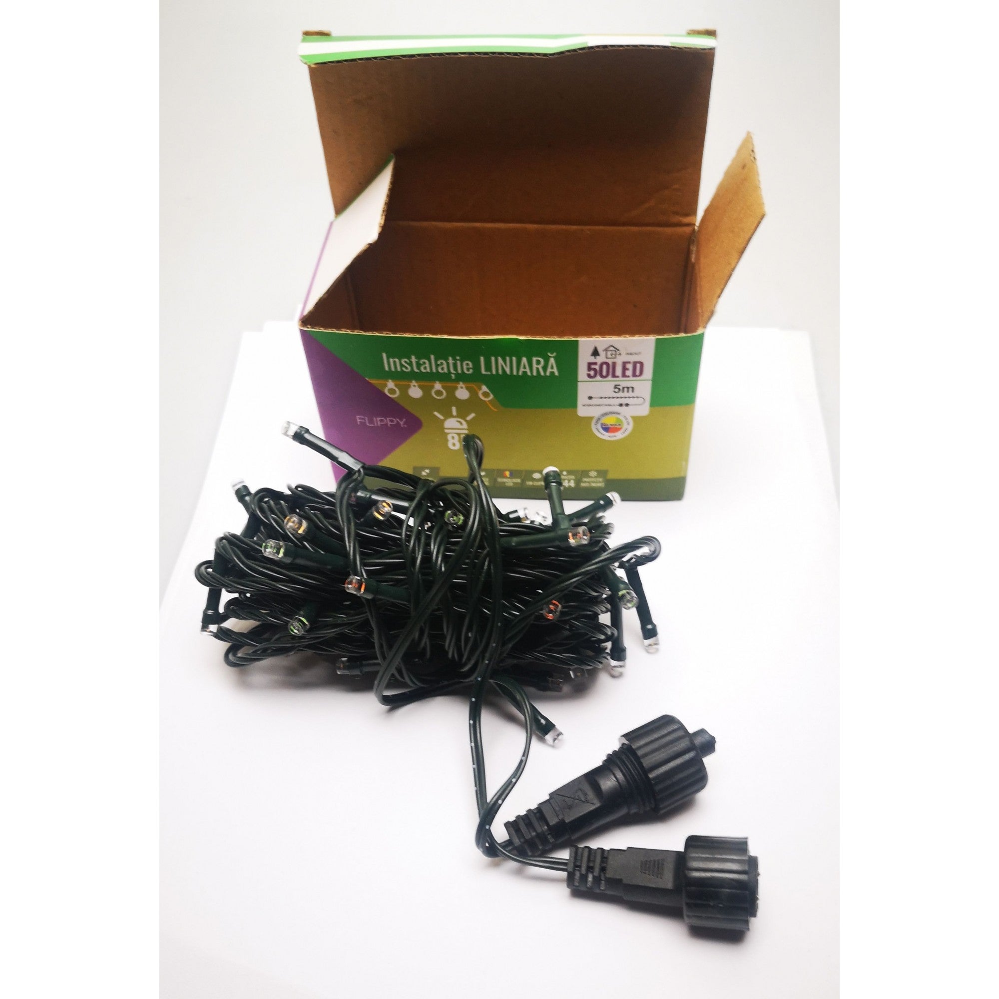 Instalatie de Craciun liniara Flippy, 5 m, 50 LED, 8 jocuri, multicolor