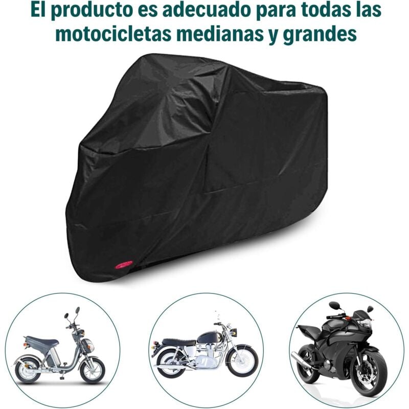 Housse de moto Protection UV Imperméable Coupe-vent Pluie Neige Anti-poussière Extérieur XXL 245x105x125cm Noir - RWAuto et moto / Housses de mot - 4