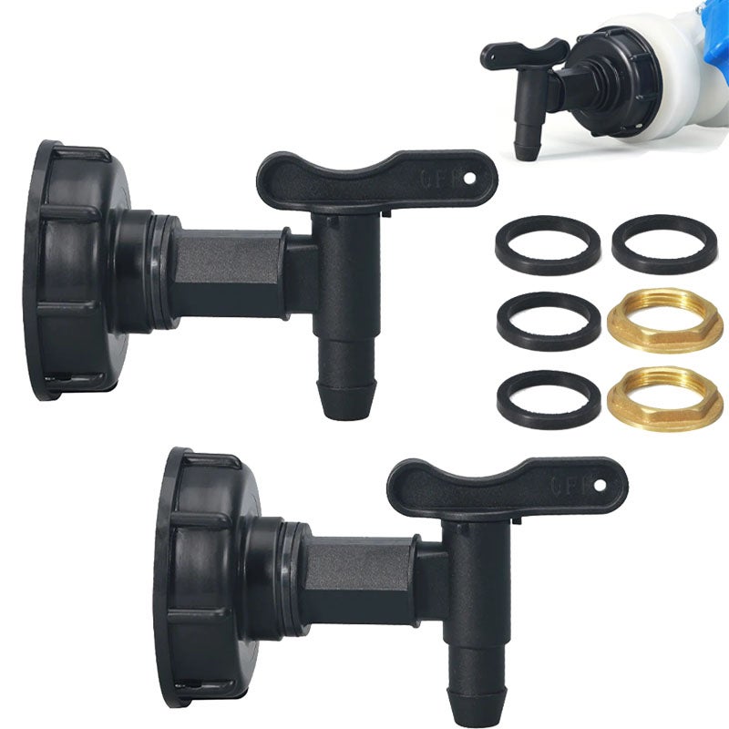 Adapter kranu zbiornika IBC, gwint zgrubny do złącza 3/4'', zawór zamienny, kran ogrodowy i domowy, 2 szt.