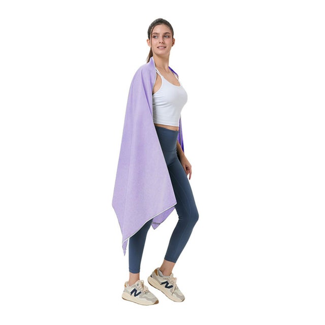 Viola chiaro – Asciugamano microfibra 76x190cm con chiusura magnetica, asciugatura rapida, leggero, assorbente, ideale spiaggia piscina sauna