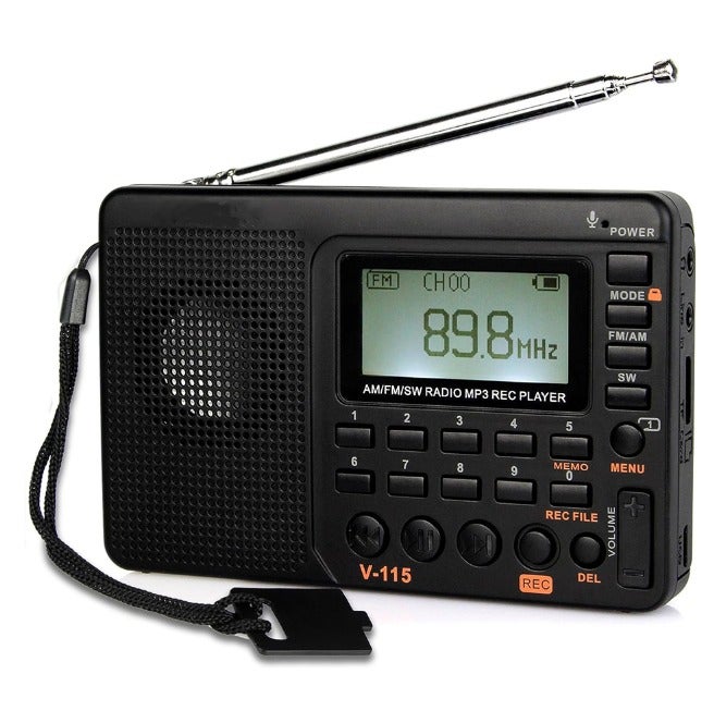 Radio przenośne, małe radio z możliwością ładowania, FM AM SW, zasilanie bateryjne i sieciowe, karta TF, rejestrator, MP3, timer uśpienia, łazienka, k