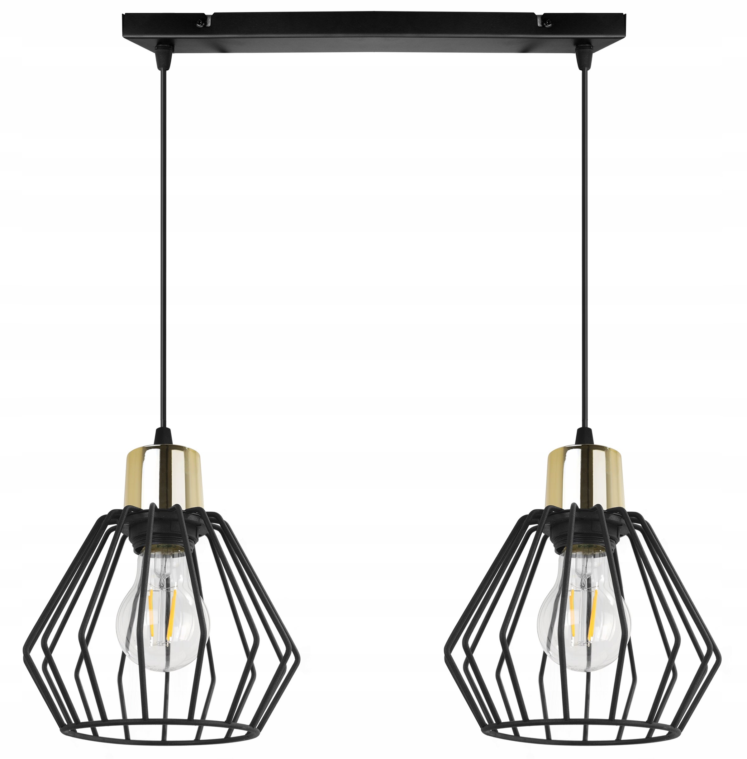 Lampa sufitowa wisząca Nuvola glam 2xE27 abażur druciak diament złoty/czarny Light Home LH