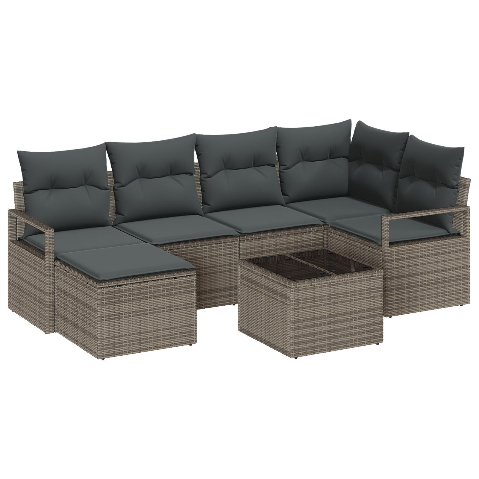 Zestaw Sof 7 pcs Szary polirattan vidaXL