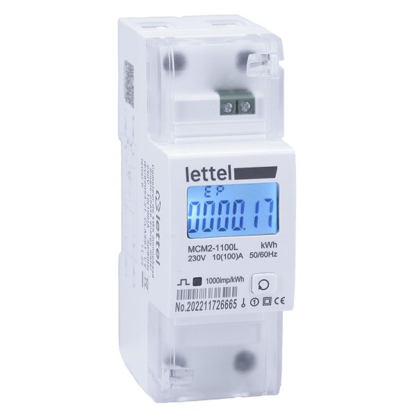 Compteur d'énergie monophasé 100A direct sortie impulsions. - LETTEL - MCM2-1100L