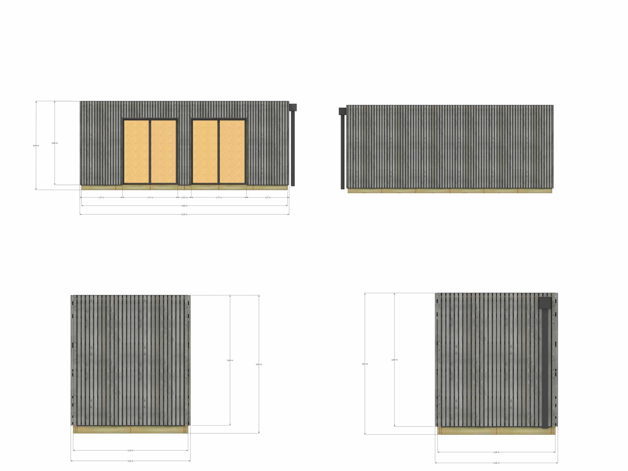 Annexe de jardin bois en bois 6,6 x 2,4 x 2,7 m avec plancher isolé / menuiseries alu k-line - 4