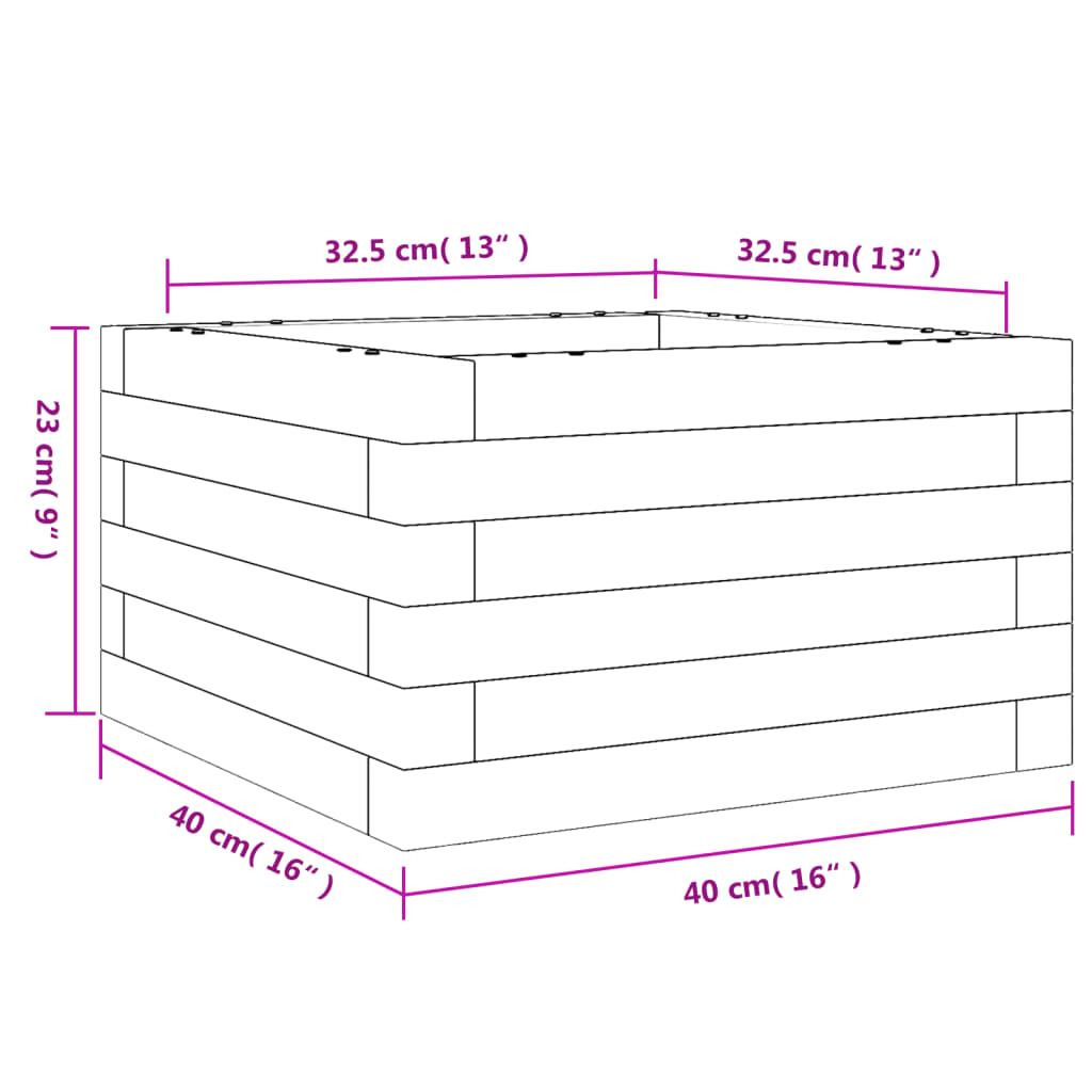 Jardinière bac lit surélevé plantes fleurs terrasse jardin 40 x 40 x 23 cm bois de pin massif marron 02_0037524 - 7