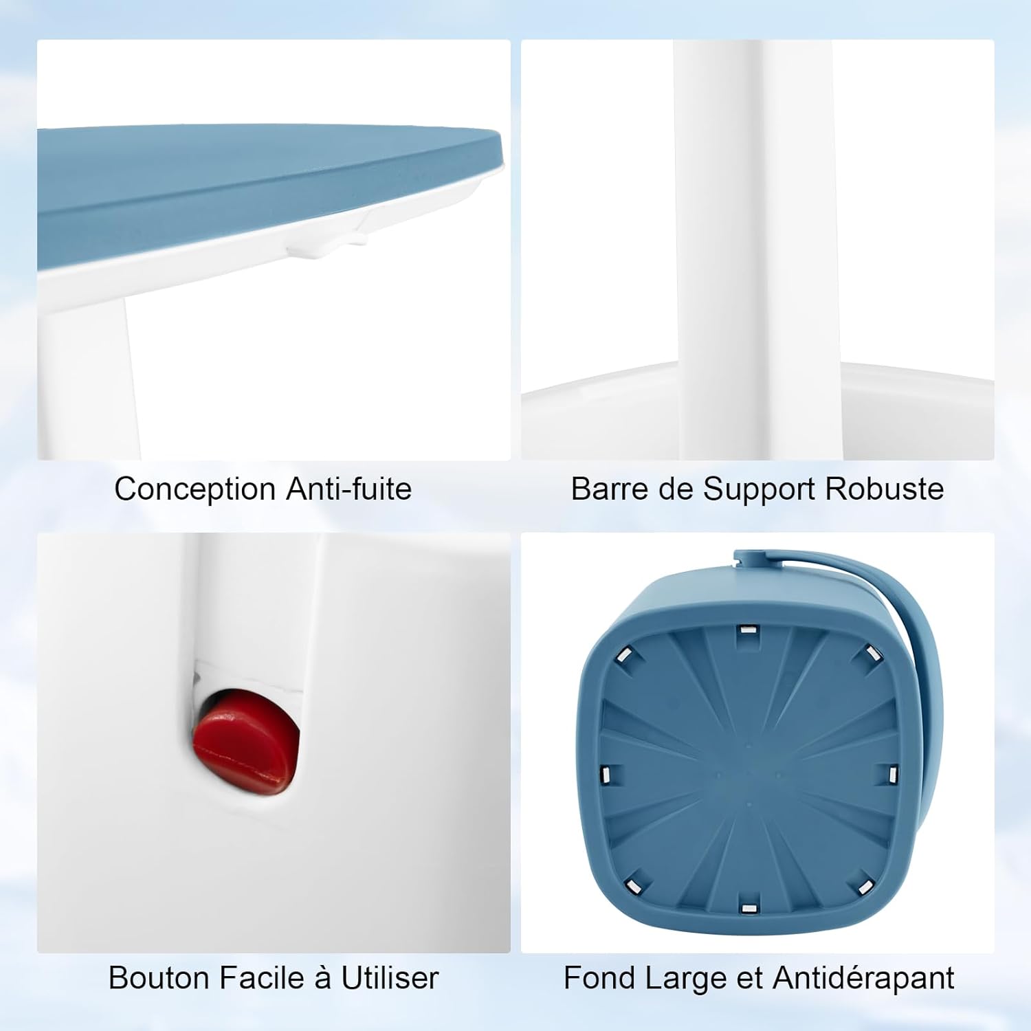 3 en 1 Table Glacière Extérieur 15 L, Table d'Appoint Patio avec Couvercle Rétractable, Compartiment, Ouvre-Bouteille et Pince Glace (Bleu) - 6