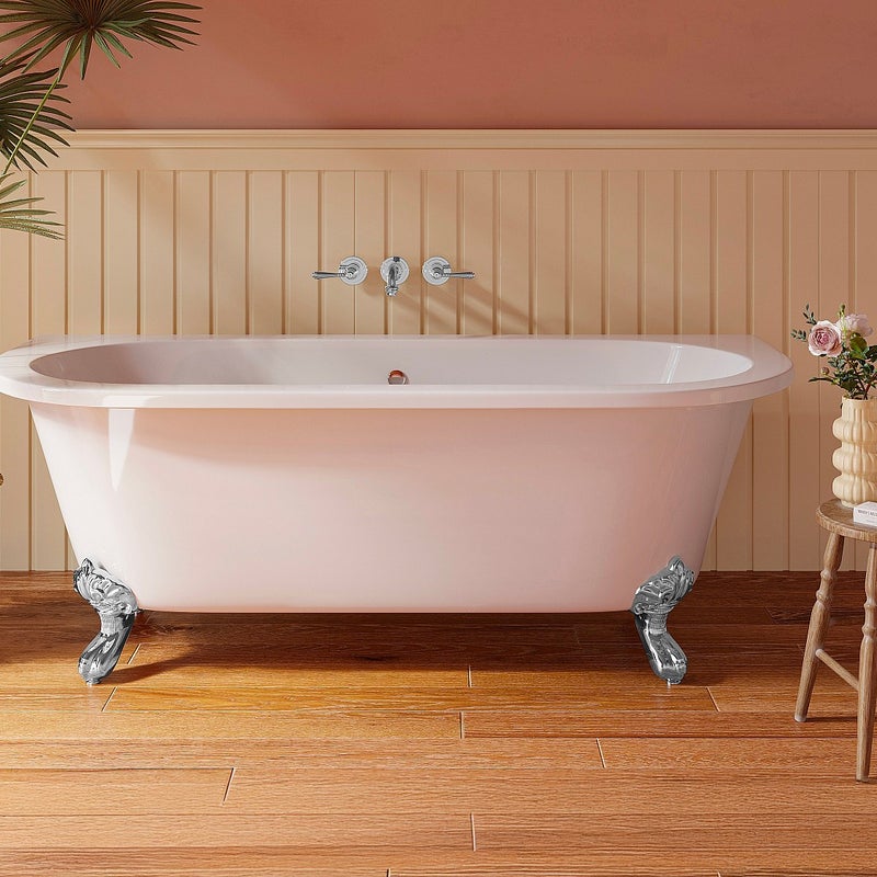 Wanna wolnostojąca przyścienna retro na nóżkach - 190 L - 170 x 74 x 62 cm - Biała - Akryl - SPARUS