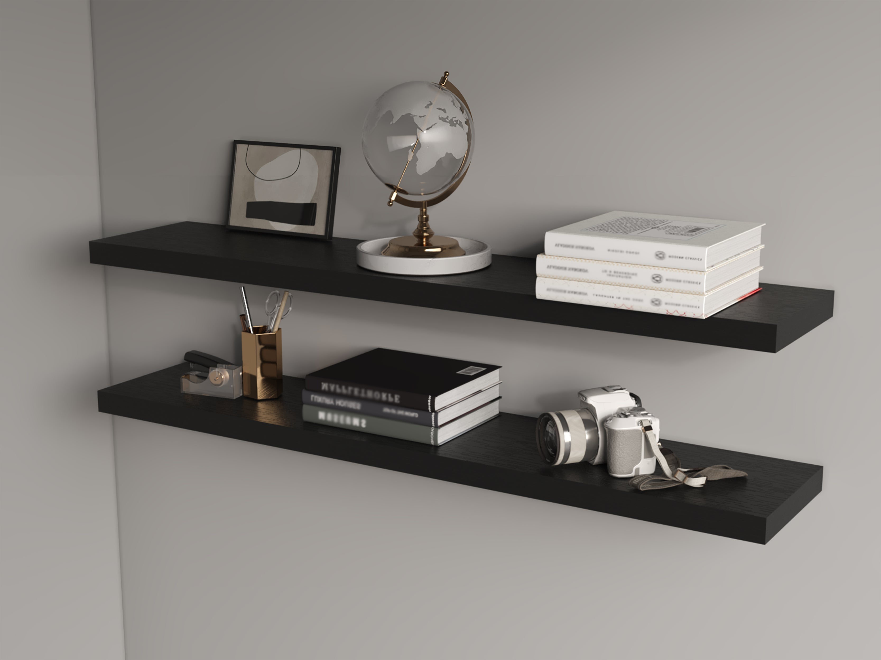 Ahdecor Estantes Flotantes Negros, Estantes De Pared Con Sop | Meses
