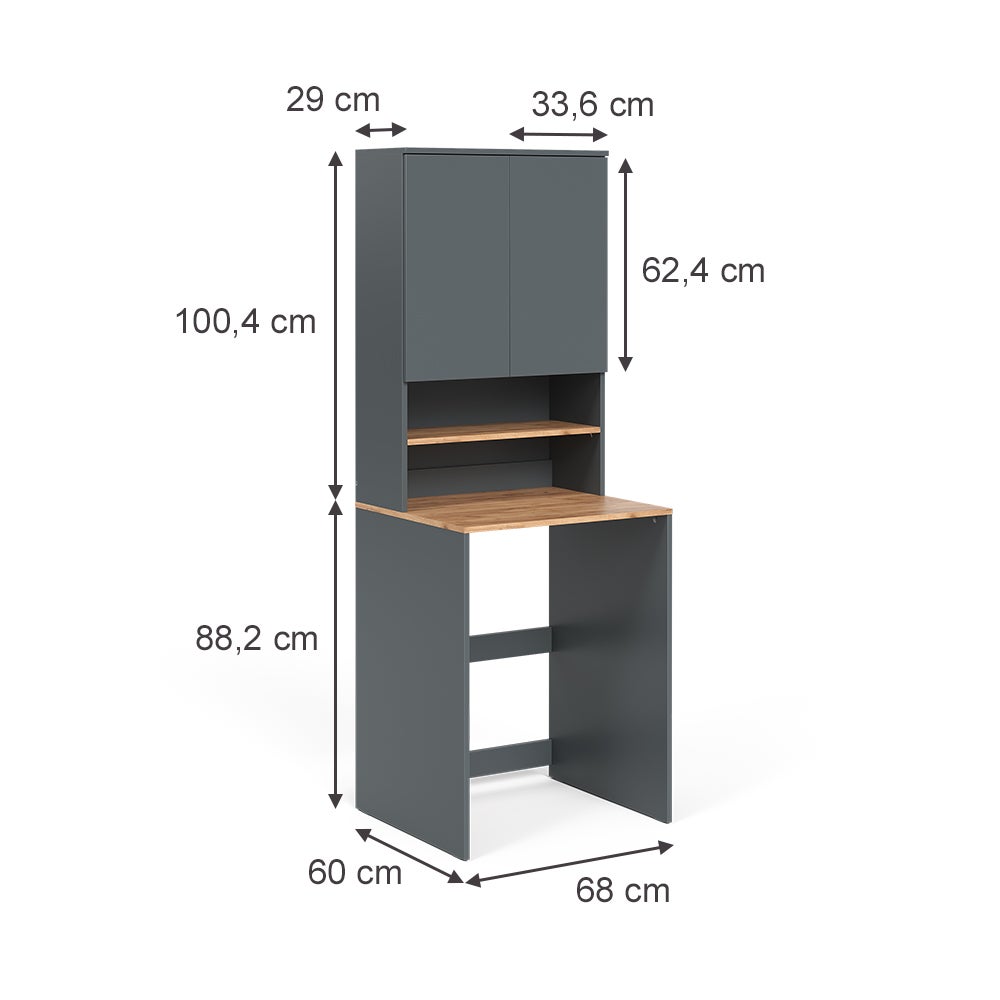 Vicco armadietto coprilavatrice Viktor, Antracite/Rovere dorato, 68 x 88.2 cm 2 parti con ripiano - 2