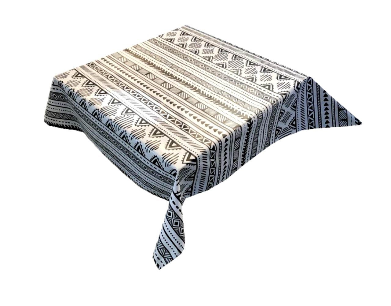 Mantel de hule estampado por metros - étnico rayas blanco y negro 43225-1