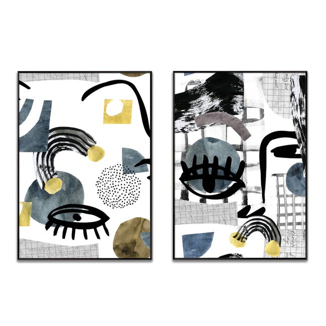 Quadri Moderni Set 3 Stampe Boho Astratte - Cornice Nera 50x70cm, Per Soggiorno O Camera - Foto 11