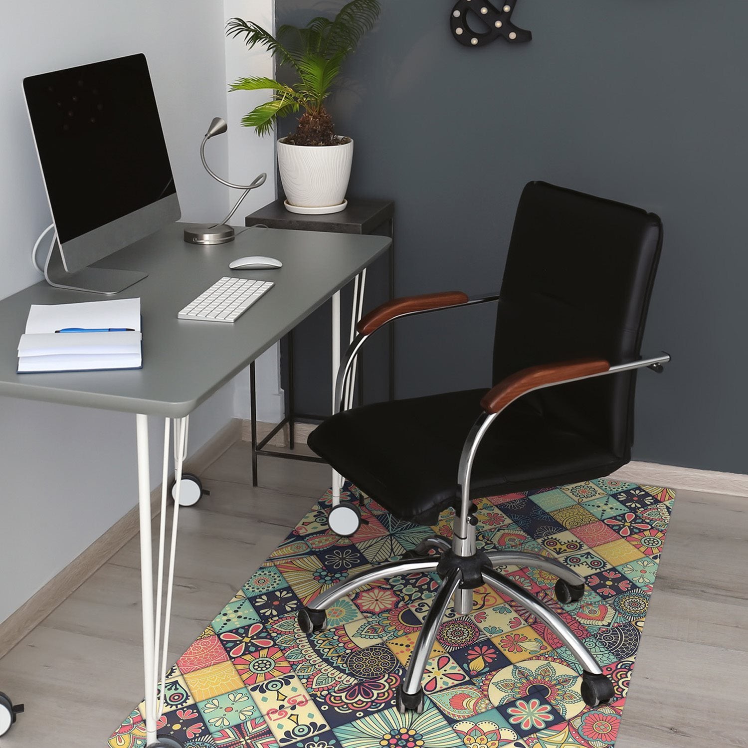 Tapis bureau, tapis de protection de sol Mosaïque ethnique, motif décoratif 100x70 cm – Tulup - 4