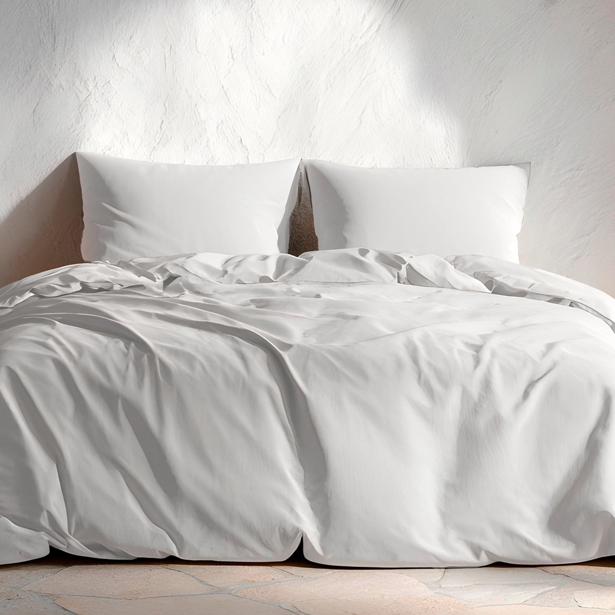 Copripiumino tinta unita 100% cotone + federe 260x240 + 2 (50x90) cm colore Grigio Chiaro - 5