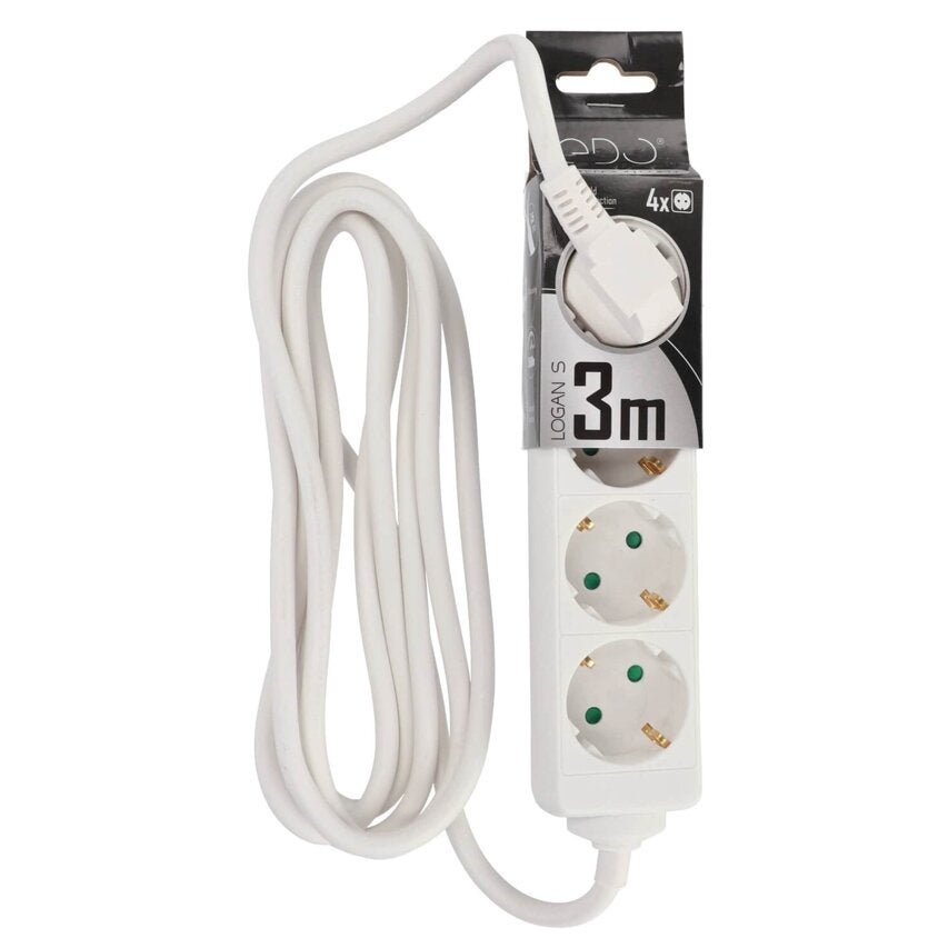 Przedłużacz domowy przenośny Logan S White 4 - krotny Schuko 3m EDO777569 EDO SOLUTIONS