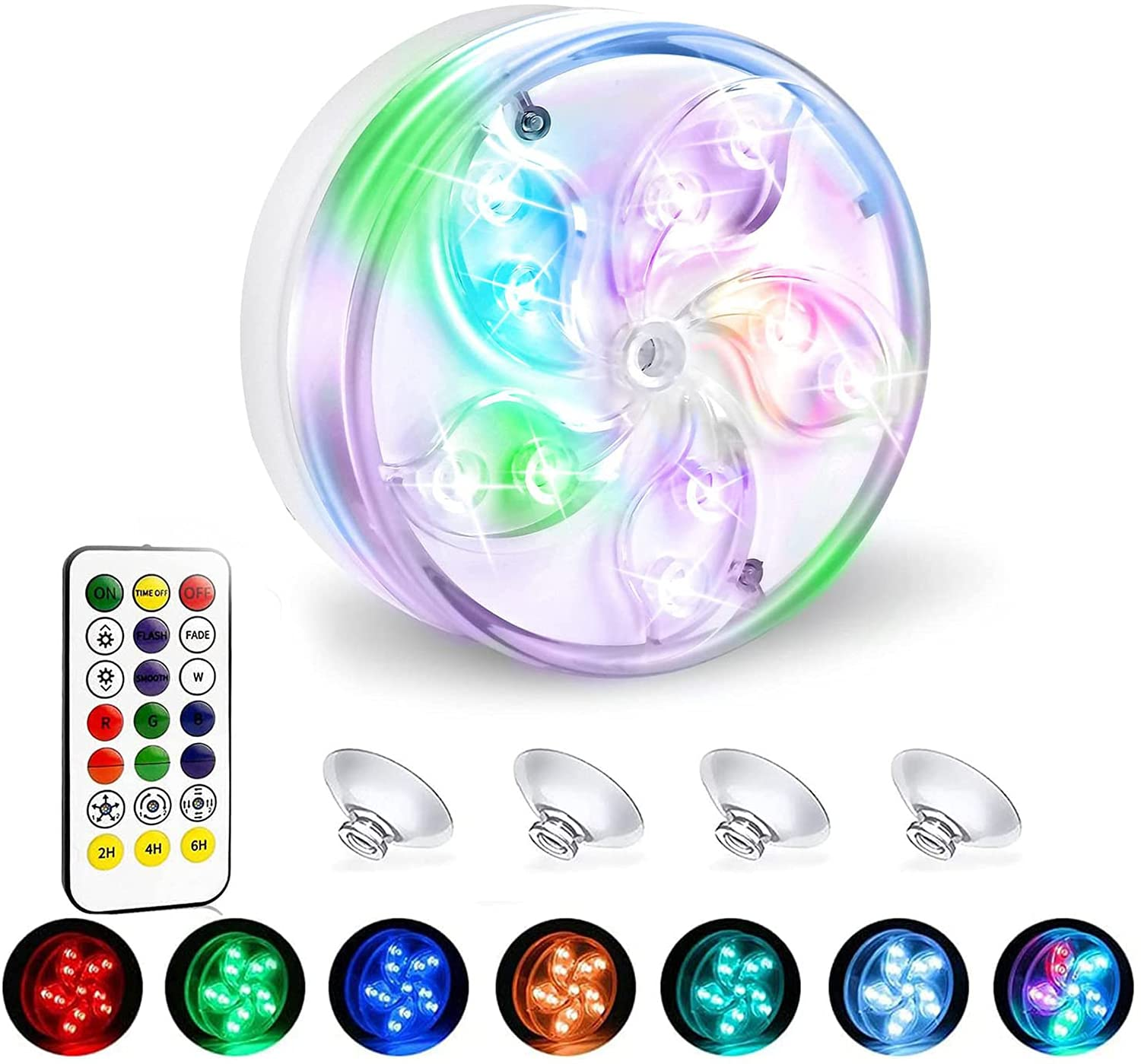 Lumière étanche à Télécommande à Changement De Couleur RVB - Lumière De Fontaine Sous-Marine Encastrée Pour Piscine à LED, Projecteur De Paysage Submersible IP68 (Color : RGB+Remote, Size : 6w(12V