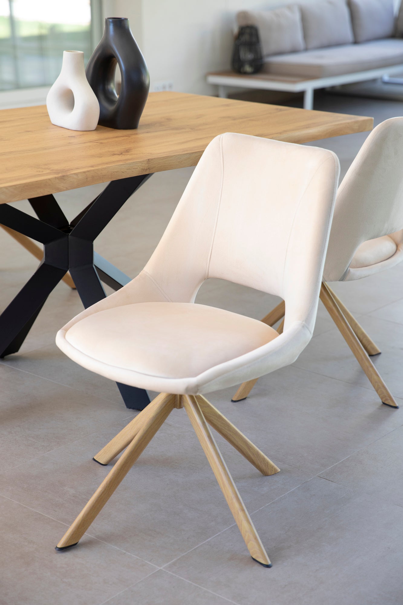 DUPI Mesa de Comedor Fija Nordic, Efecto Madera Natural, Patas Metálicas Grafito, Diseño Industrial, 180x90 cm - 3