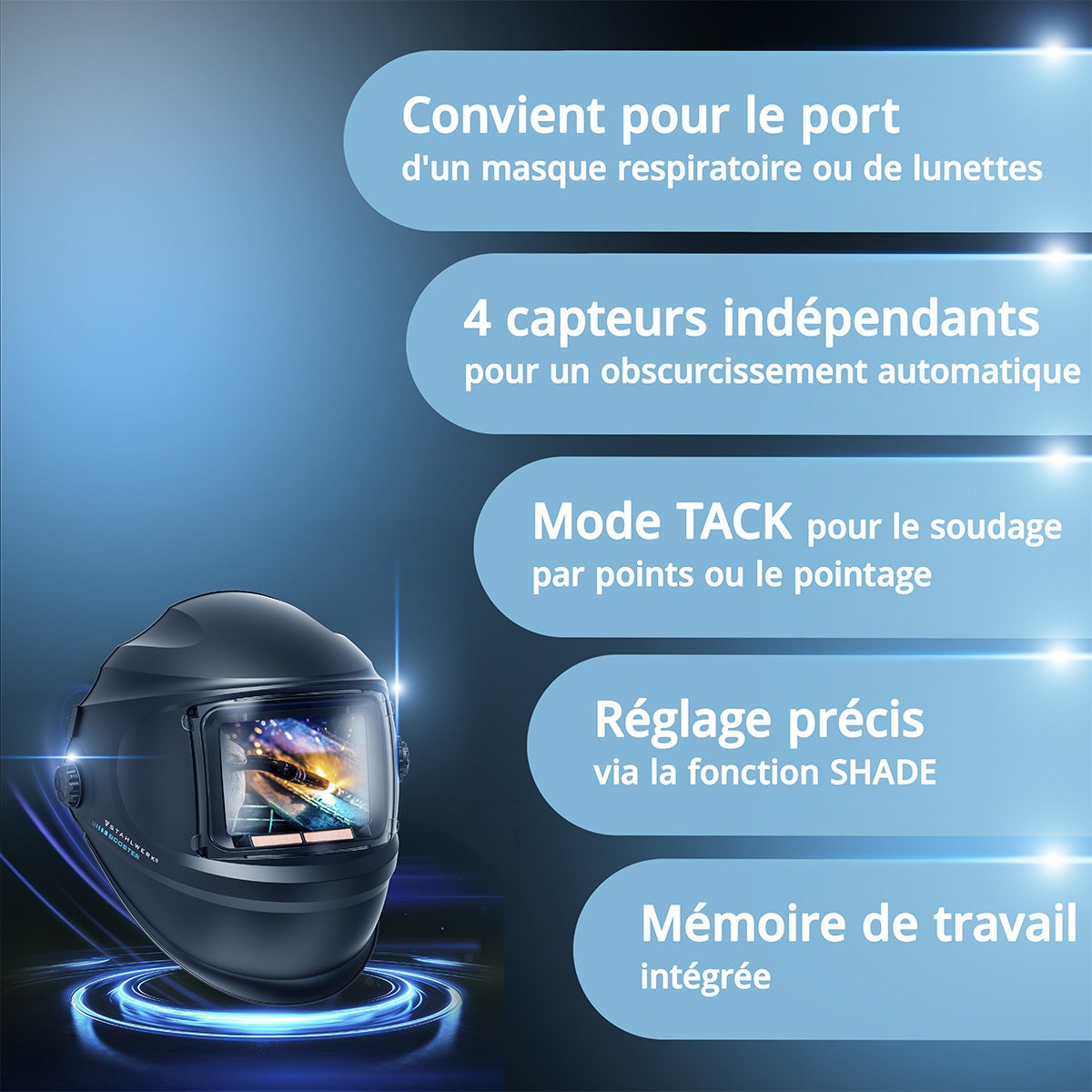 STAHLWERK Casque de soudage automatique BOOSTER AIR Système d'air frais TH3 Protection respiratoire PAPR - 2