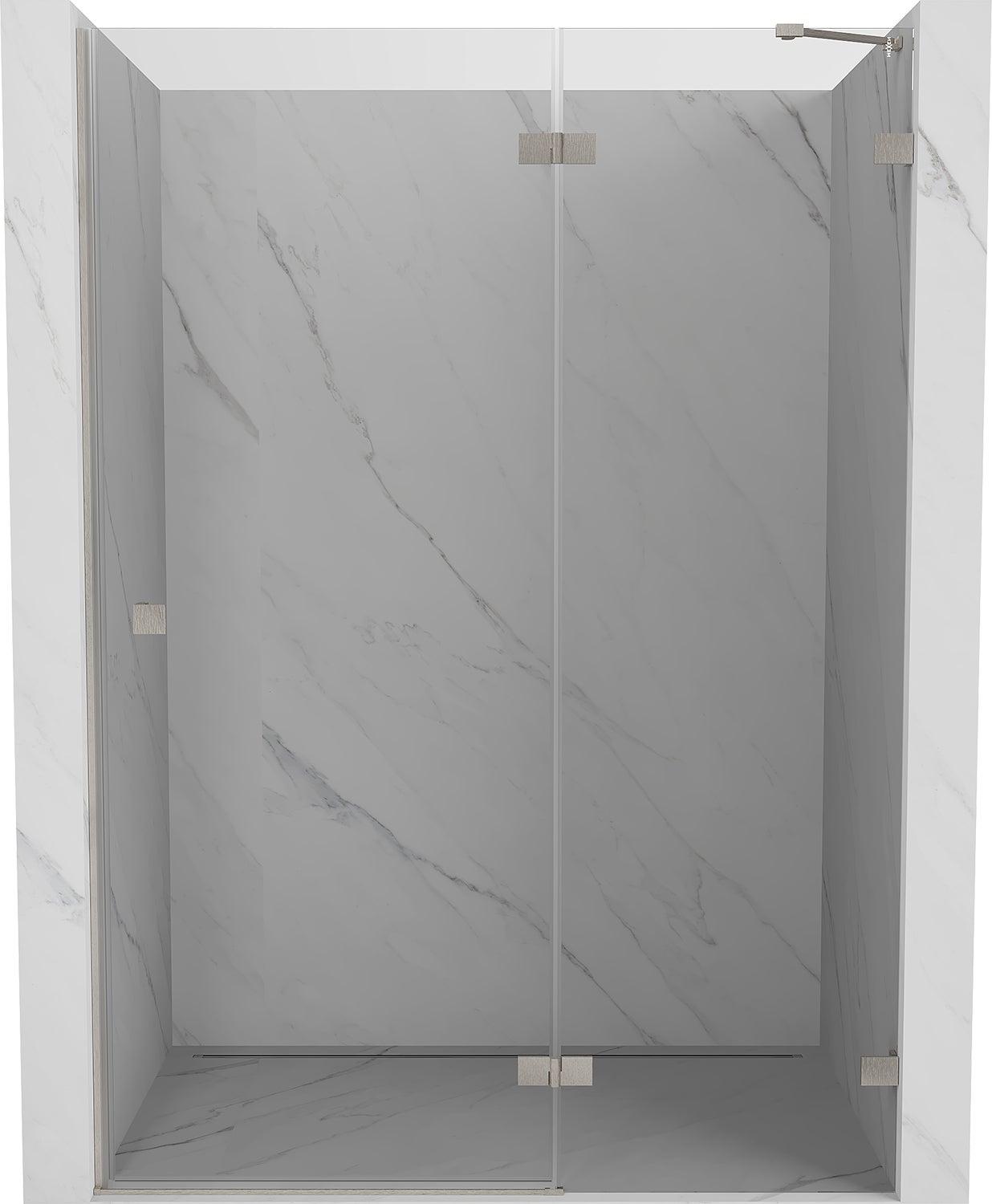 Mexen Lunar drzwi prysznicowe uchylne prawe 130 cm, transparent, nikiel szczotkowany - 834-130-000-97-00-P