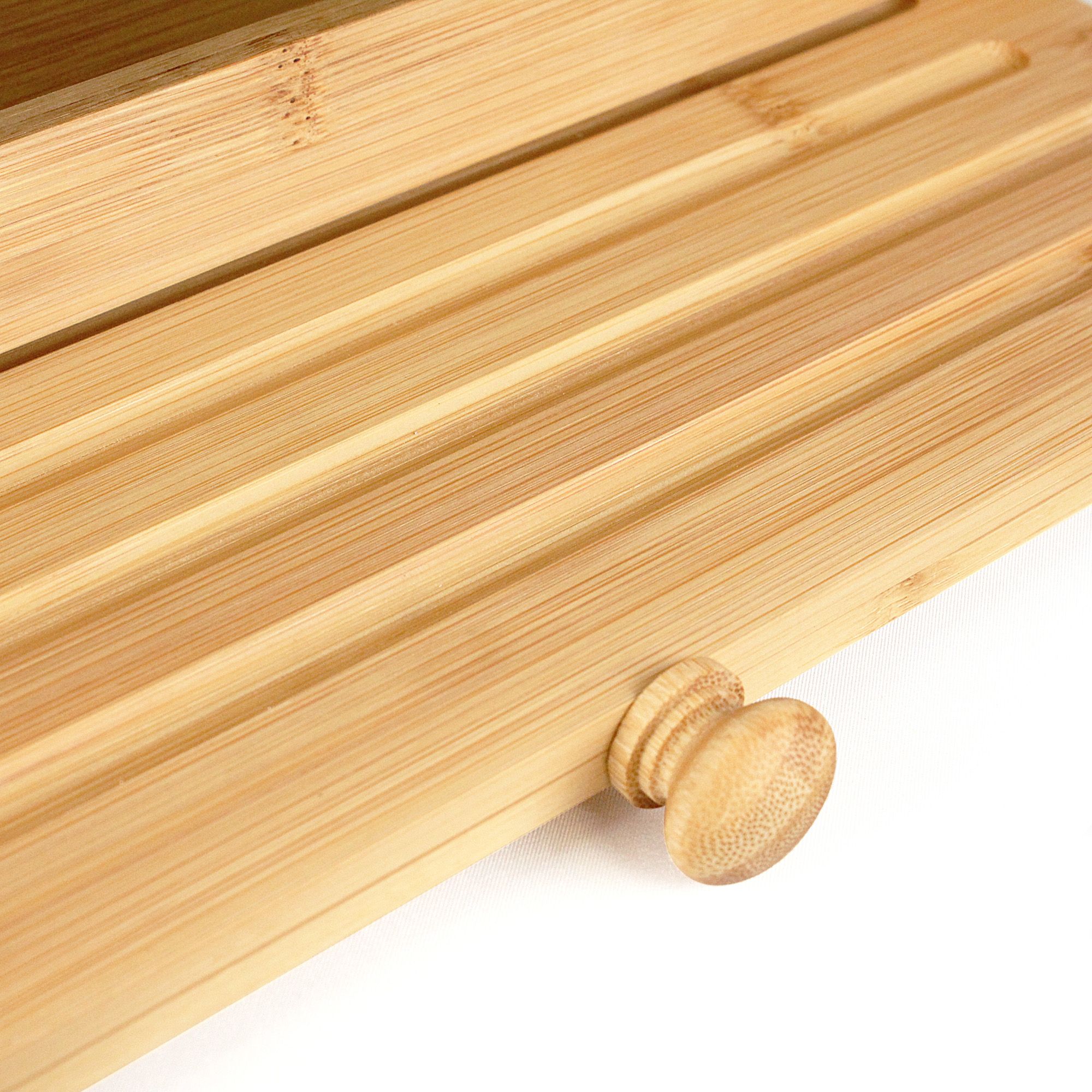 Boîte à pain bambou naturel fermeture par glissière planche à découper rainurée intégrée conservation pain viennoiseries design élégant durable - 5