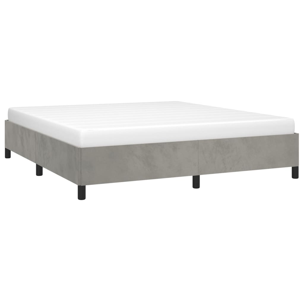 Cadre de lit sans matelas gris clair 160 x 200 cm en velours - 3