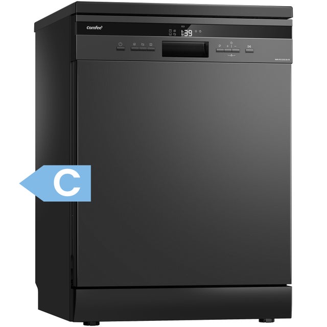 Comfee Lave-vaisselle pose libre FD1535E-DX L60cm 42db avec 15 couverts, 8 programmes, Affichage LED Dark Inox-Énergétique C