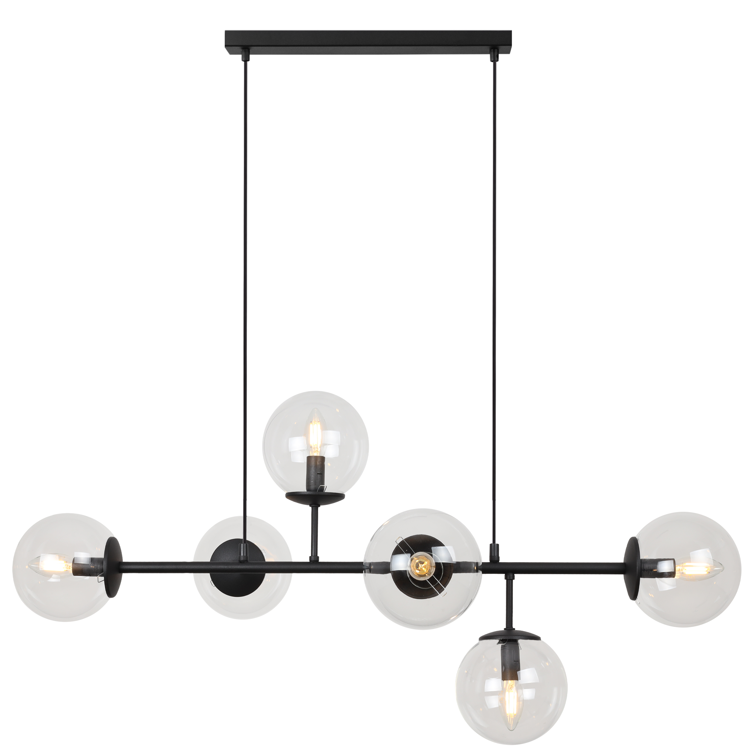 Lampa sufitowa wisząca Siena czarna glamour 6xE14 klosz kula bezbarwna Light Home LH