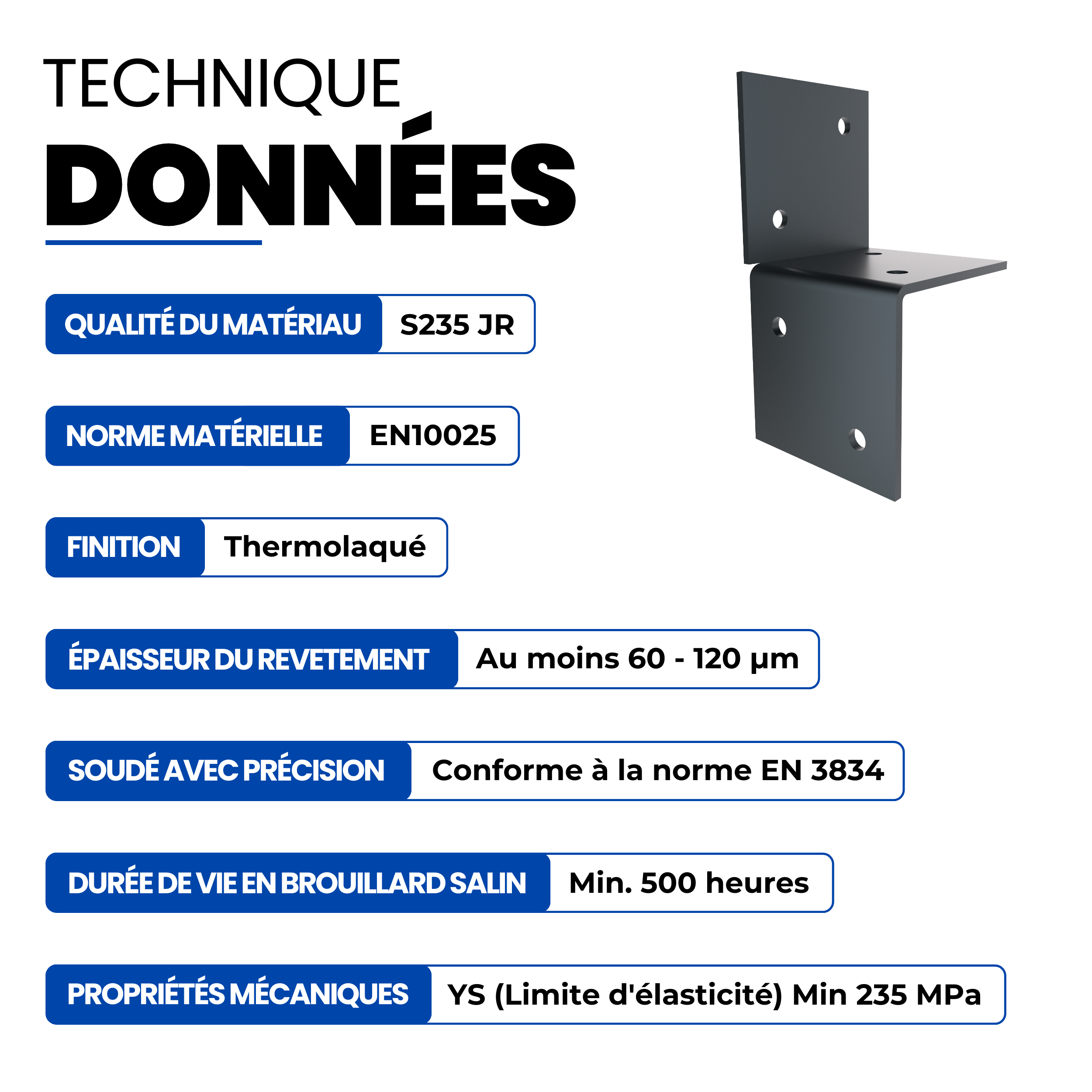 Support Mural Pergola 71x71mm Revêtement en Poudre Anthracite Support Mural pour Pergola Connecteur de Poteau en Bois, Support Mural Plat GeZu Impex - 4