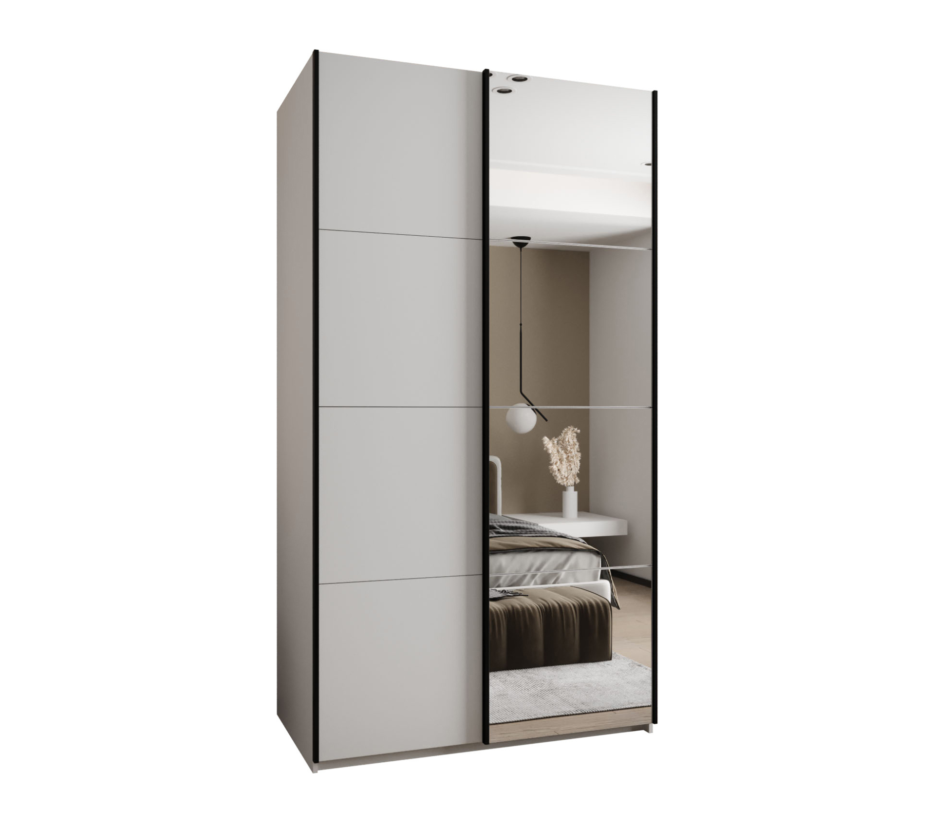 Szafa przesuwna wysoka Lux 3 130 x 64 x 245,5 cm biały + biały + u. czarny - Abiks Meble