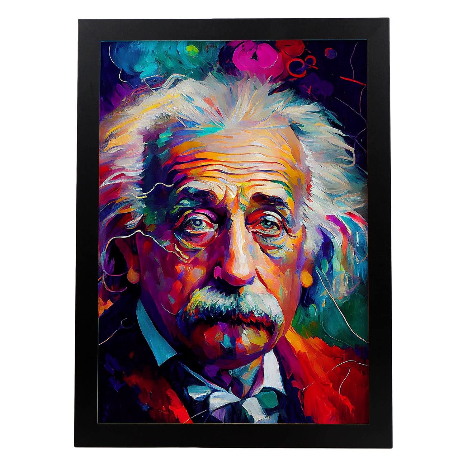 Nacnic poster de albert einstein en estilo retrato a todo color ilustraciones y caricaturas de personajes históricos famosos diseño y a3 marco negro