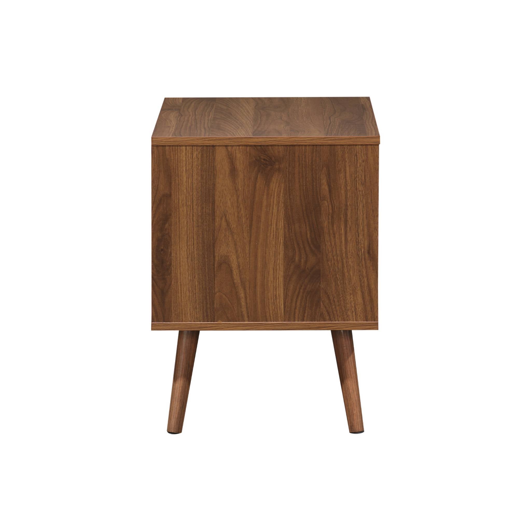 Comodino in legno tinto noce, 2 cassetti, Marrone - 6