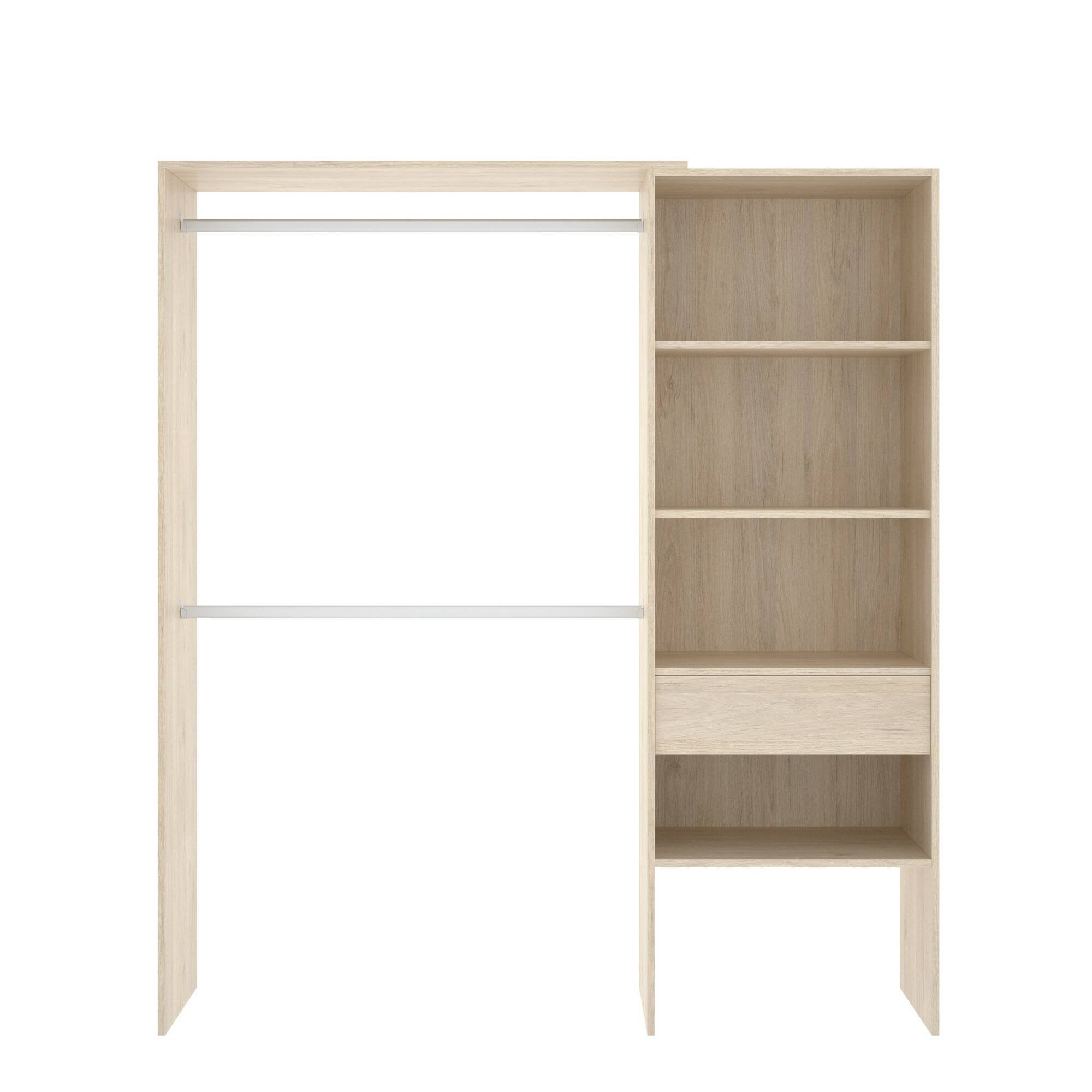 Grande Garde-robe Lhotse, Structure pour dressing, Cintre ouvert, 160x40h187 cm, Chêne - 4