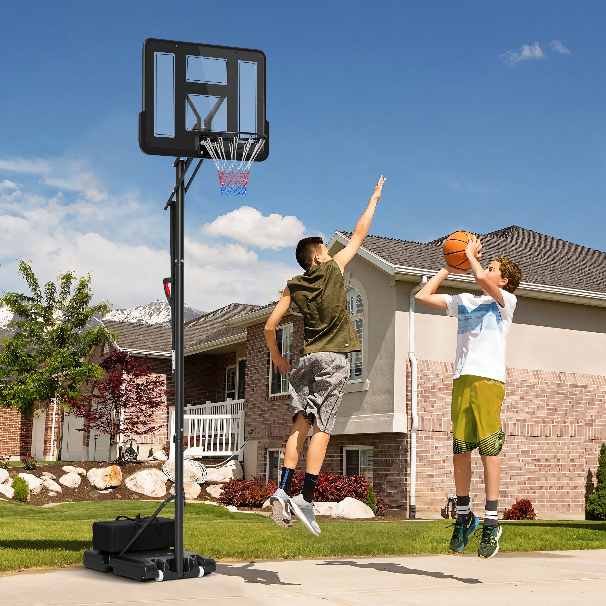 Sportnow Canasta De Baloncesto Acero, Plástico 90X60x305 Cm Negro , Leroy Merlin