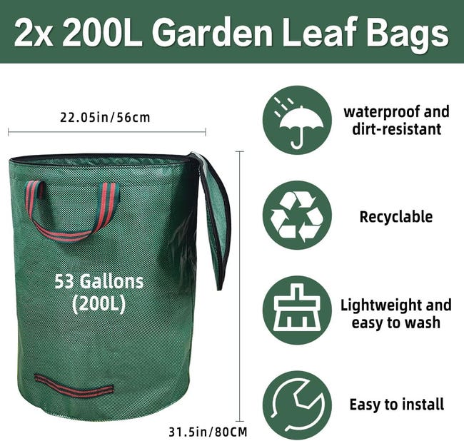 Sacco per rifiuti, grande capacità, sacco da giardino, riutilizzabile Sacco per rifiuti, grande capacità, sacco da giardino, riutilizzabile