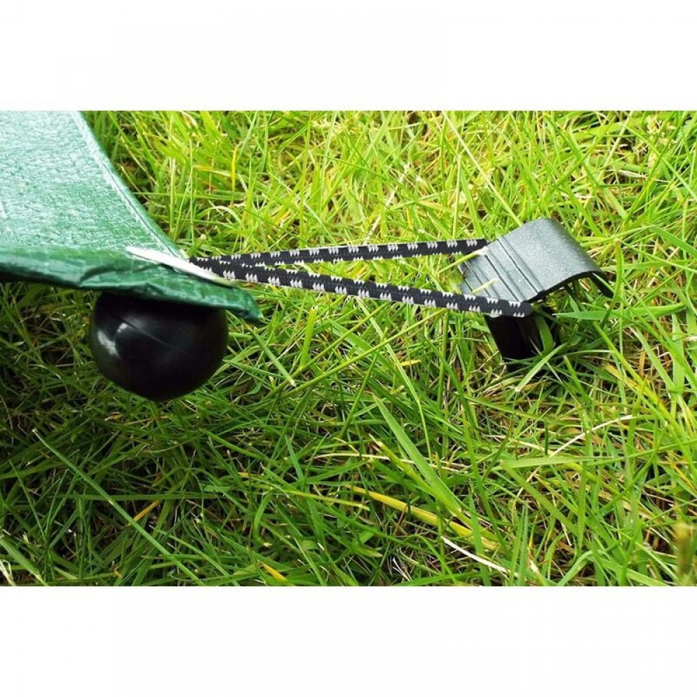 Opakowanie 25 czarnych linek bungee o średnicy 150 mm z kulką, rozciągliwych do namiotów, banerów i plandek - 2