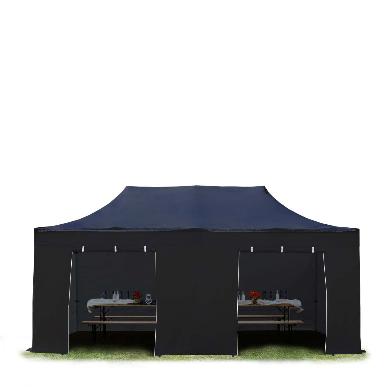 3x6 m Namiot Ekspresowy, PREMIUM Stal 40mm, ze ścianami bocznymi, bez okien, czarny