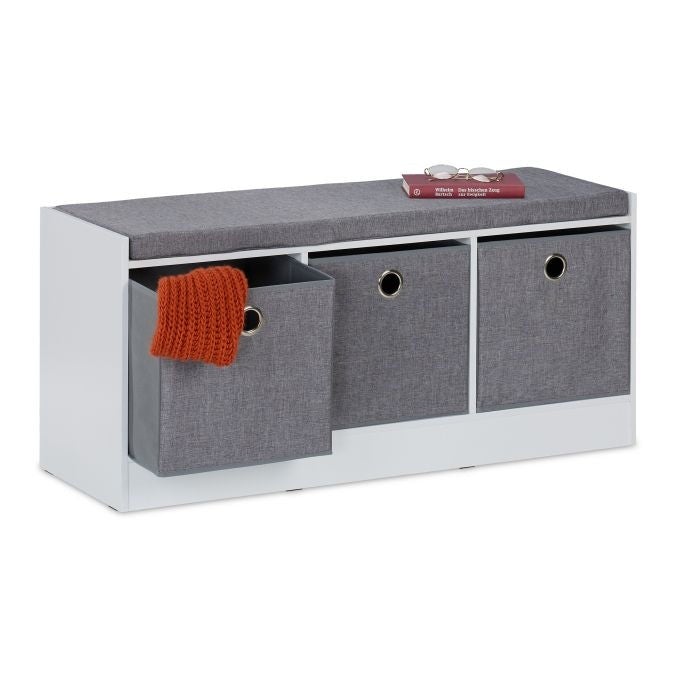 Northio Banco Con Tapizado Y 3 Compartimentos Gris/Blanca , Leroy Merlin