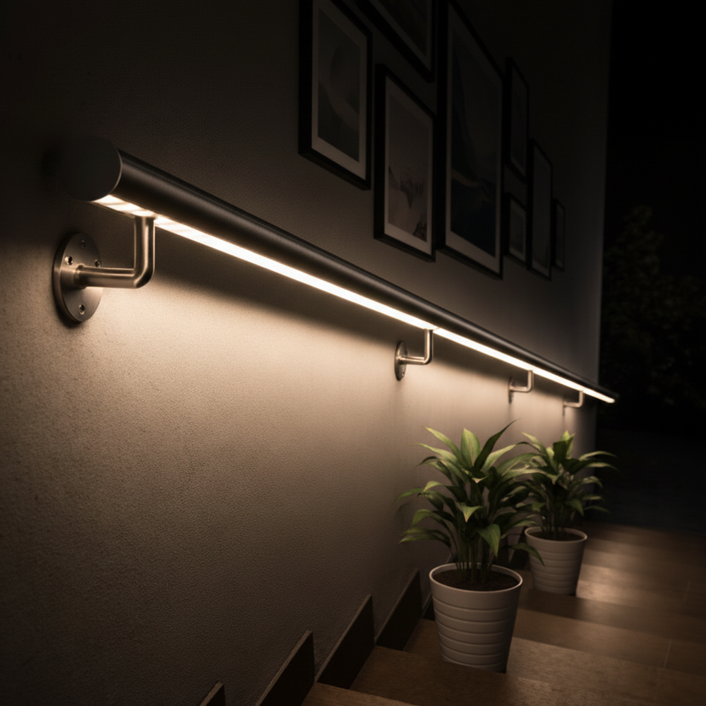Main Courante En Acier Inoxydable Noir – Moderne, Murale, Pour Escalier