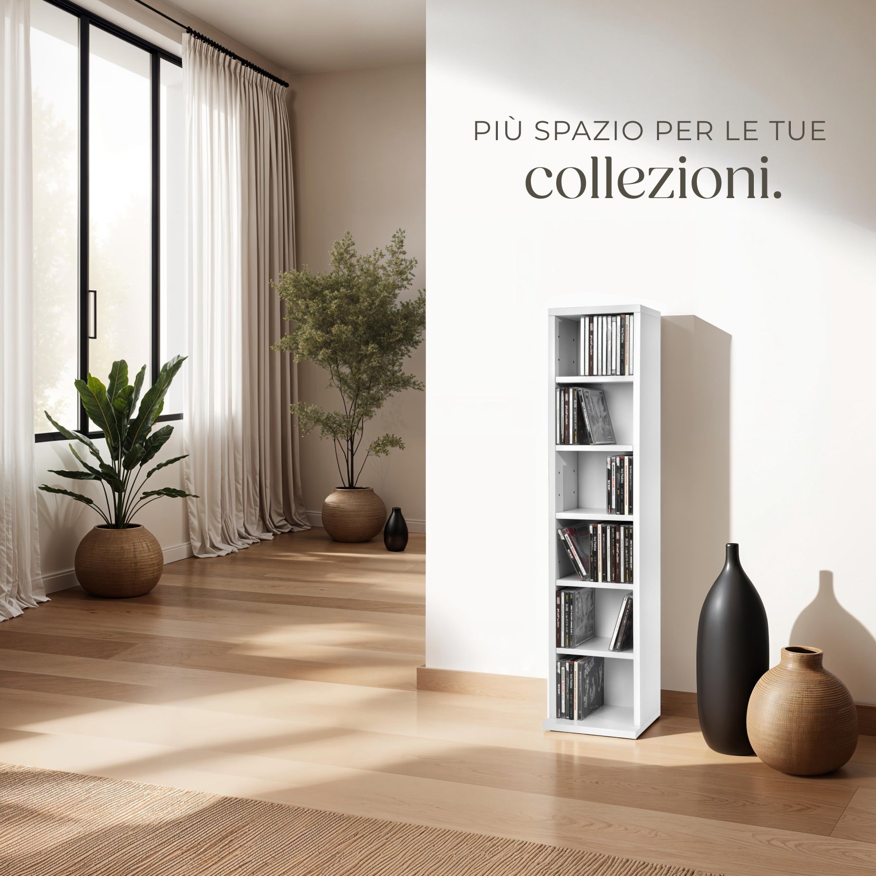 Scaffale in legno MDF per DVD e CD con 6 scomparti 90 x 21 x 20 cm TECTAKE - 7