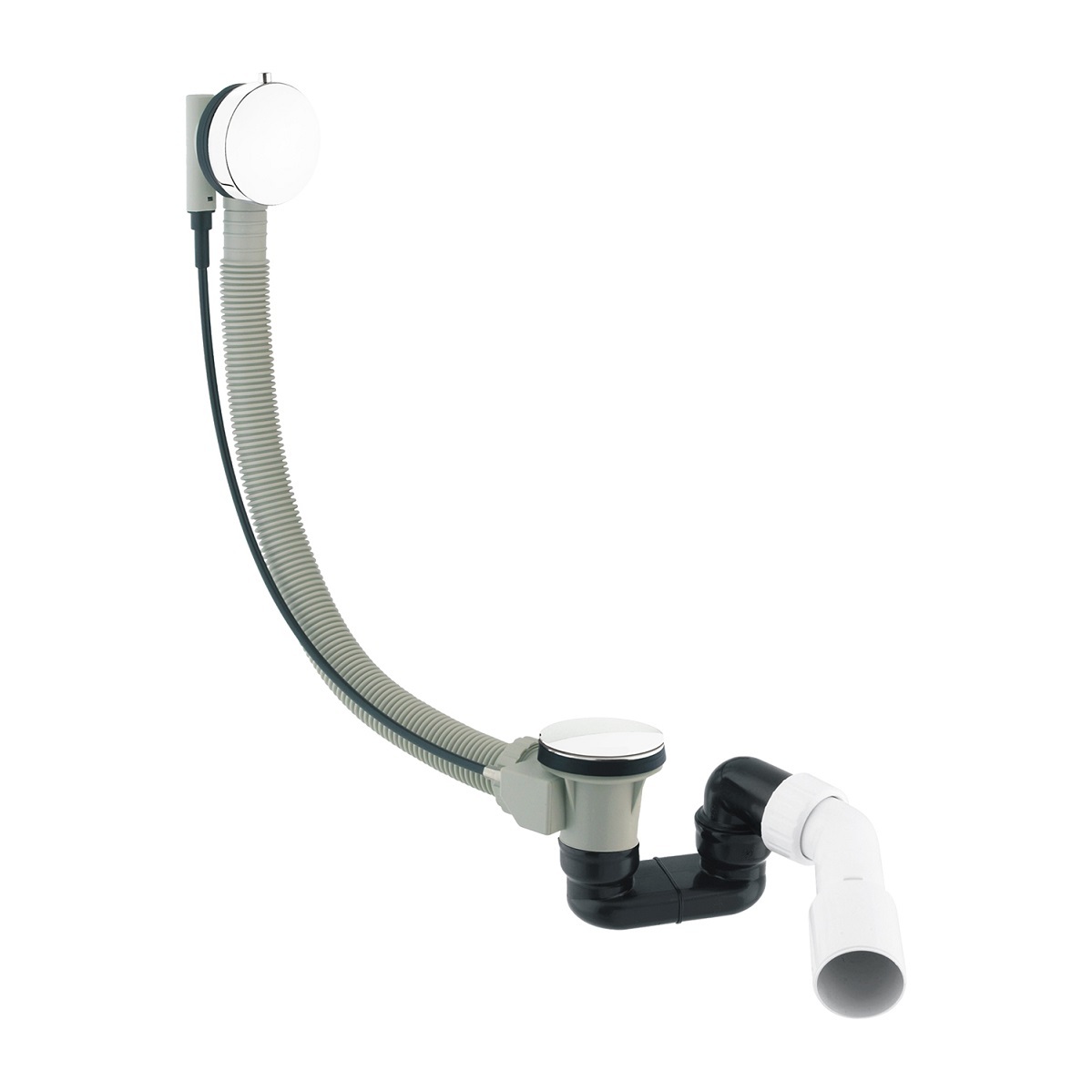 Ensemble de vidange de baignoire avec bonde extra-plat en laiton - Blanc - 5