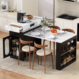 Latitude Run® Îlot de cuisine mobile roulant avec plan de travail en bois massif, roues Latitude Run® Îlot de cuisine mobile roulant avec plan de travail en bois massif, roues