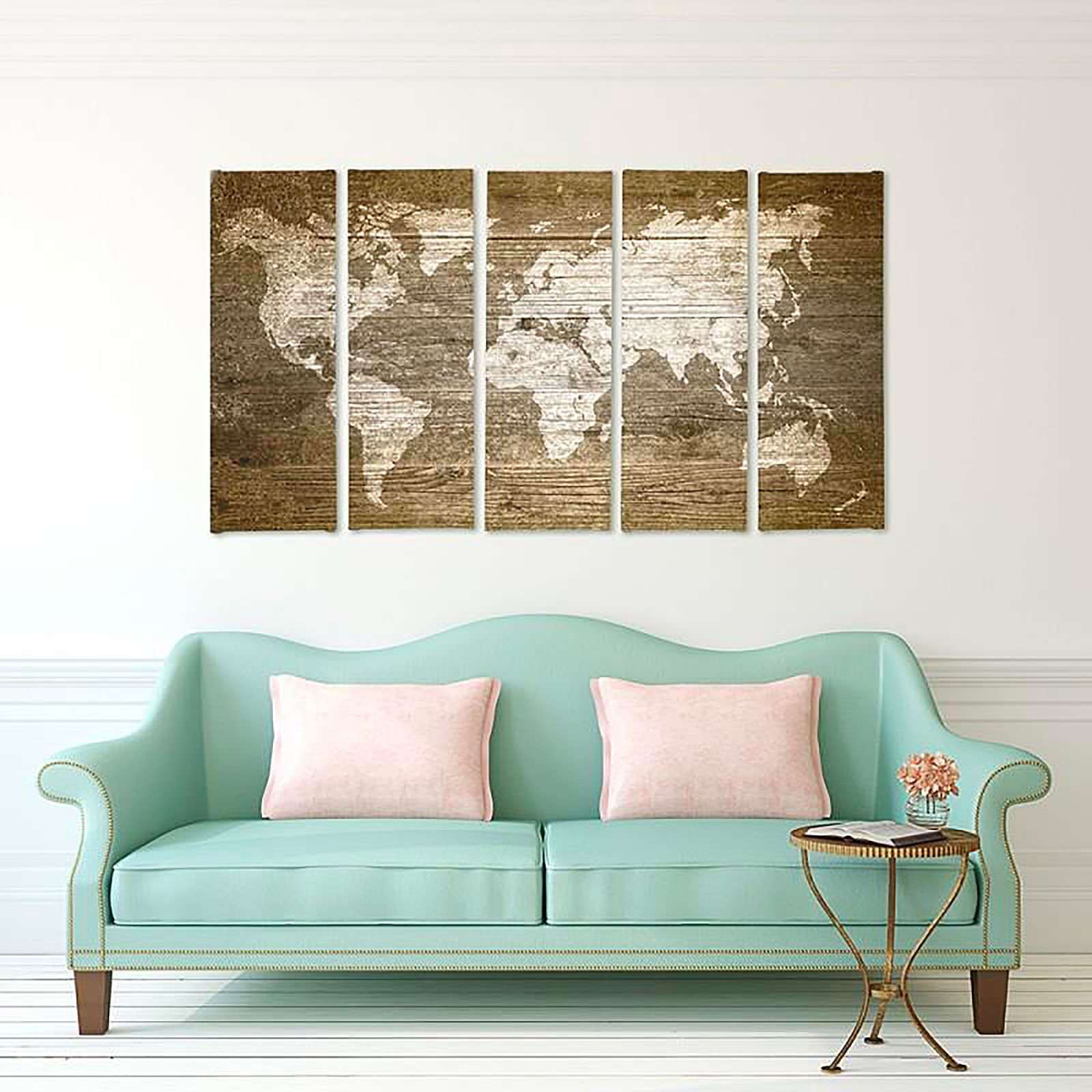 Tableau carte du monde rustique - 100 x 70 cm - 4