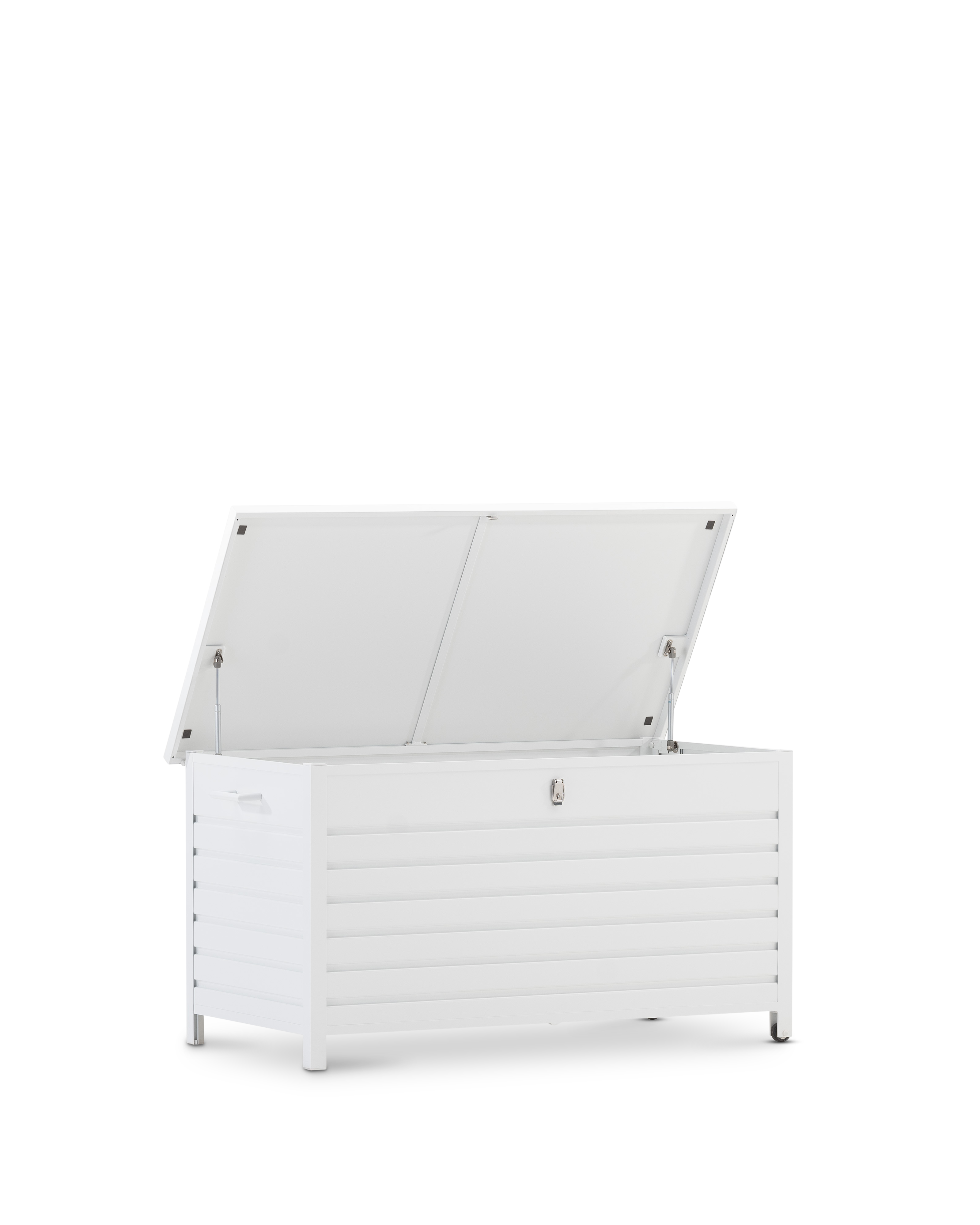 Coffre de jardin avec roues 141x73x74cm aluminium blanc - Protech ...