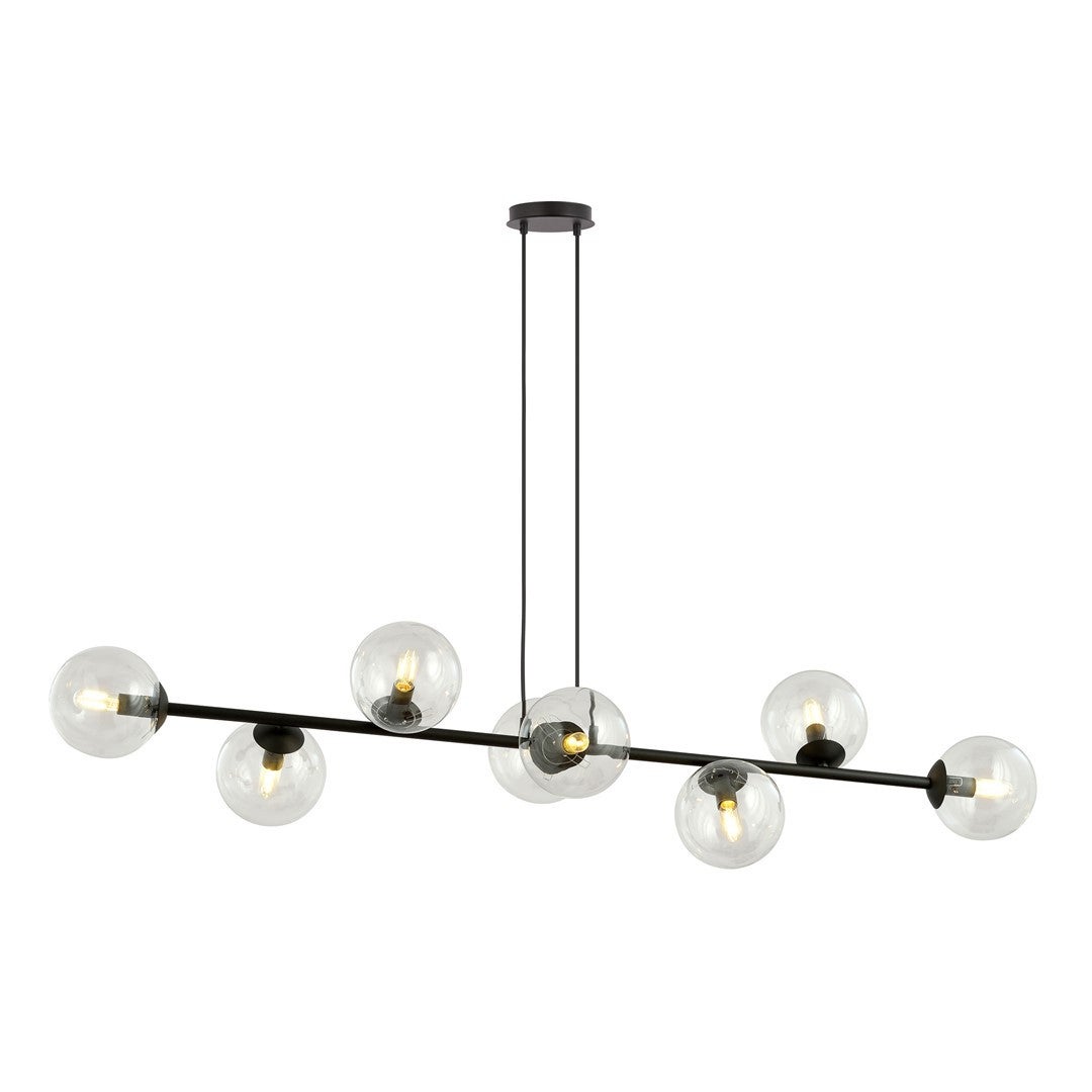 Lampa wisząca Rossi czarno-przezroczysta 8xE14x10W wym: 100 x 130 cm szkło Emibig