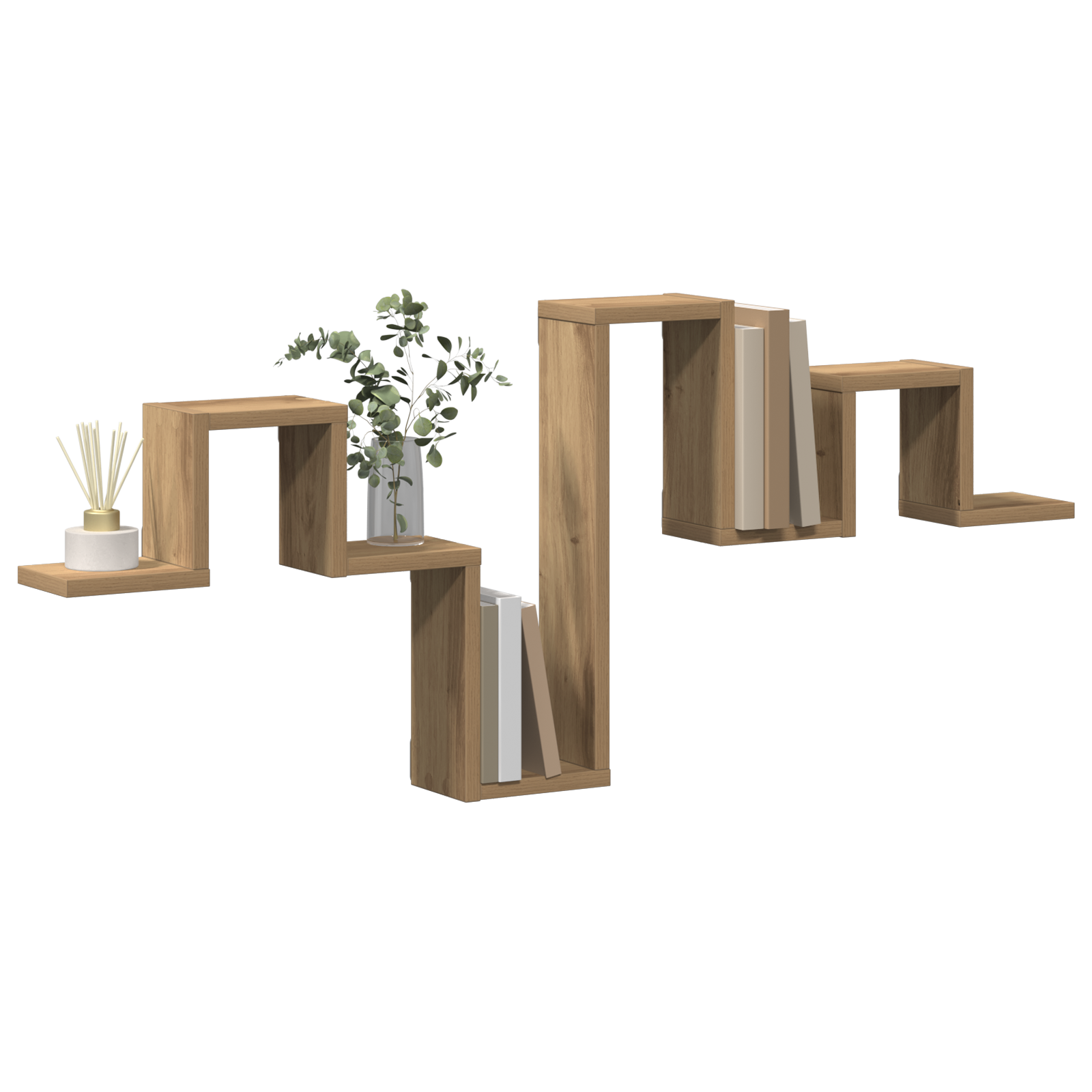 Étagère murale | Étagère flottante en chêne artisan de 104,5x10x43 cm en bois d'ingénierie CFW43412 - 3